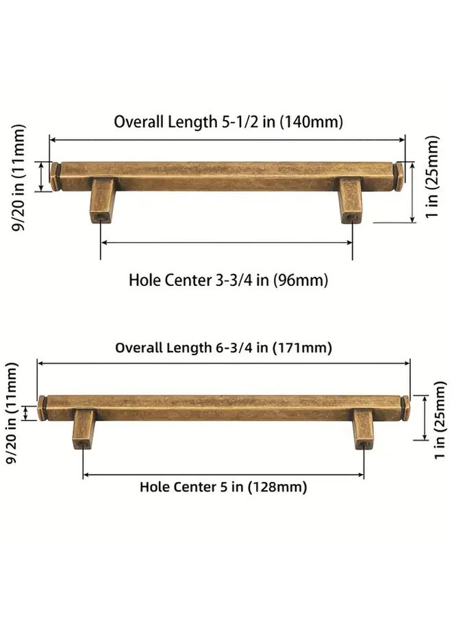6 Pack Retro Brass Drawer Handles 5 Inch Hole Center Antique Bronze Solid Metal Cabinet Pulls Straight Bar Design Economical Kitchen Hardware Dresser Hardware No Assembly Required - Image 3