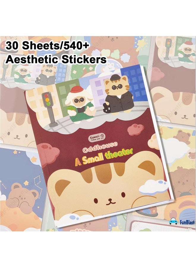 FunBlast Sticker Book Set - 30 Sheets/540+ Aesthetic Stickers, A Small Theater Booklet, Decorative Stickers for Scrapbook, Stickers for Project, Japanese Style Stickers, Journals, Scrapbooking (D) - Image 3
