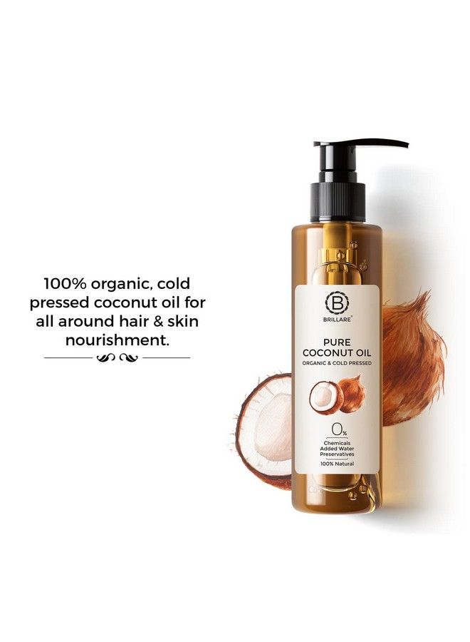 Brillare Pure Coconut Oil, Organic and Cold Pressed Hair Oil with Zero Chemicals, Rich in Vitamins & Amino Acids, Best for Dry & Flaky Skin, 100 Percent Natura Oill, 200 ml - Image 3