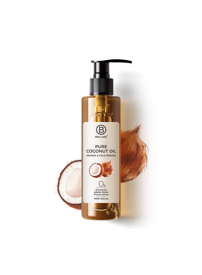 Brillare Pure Coconut Oil, Organic and Cold Pressed Hair Oil with Zero Chemicals, Rich in Vitamins & Amino Acids, Best for Dry & Flaky Skin, 100 Percent Natura Oill, 200 ml - Image 1