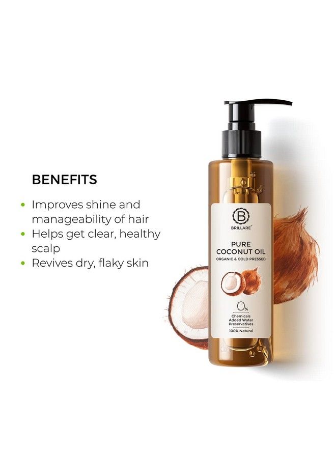 Brillare Pure Coconut Oil, Organic and Cold Pressed Hair Oil with Zero Chemicals, Rich in Vitamins & Amino Acids, Best for Dry & Flaky Skin, 100 Percent Natura Oill, 200 ml - Image 5
