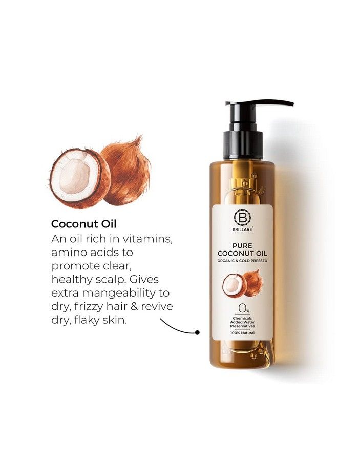 Brillare Pure Coconut Oil, Organic and Cold Pressed Hair Oil with Zero Chemicals, Rich in Vitamins & Amino Acids, Best for Dry & Flaky Skin, 100 Percent Natura Oill, 200 ml - Image 4