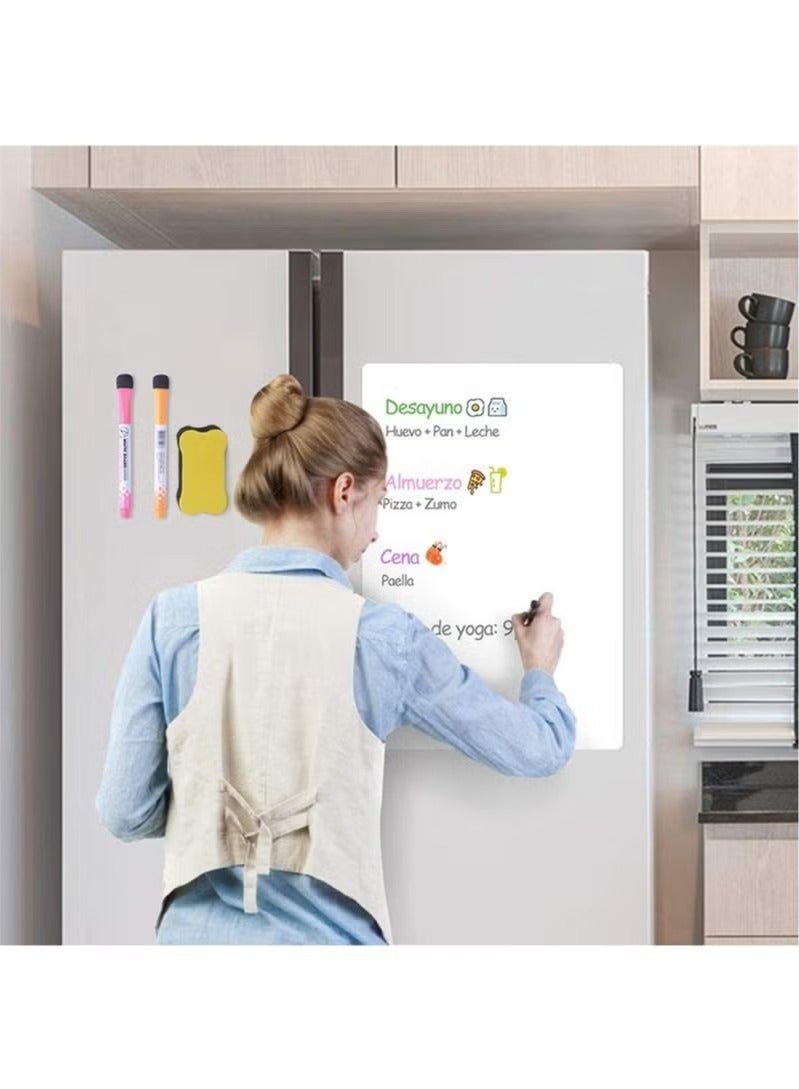 Whiteboard Magnetic Dry Erase Board Self Adhesive with 3 Pens and 1 Board Eraser，for Any Smooth Surface with New Stain Resistant Technology,Home Kitchen Fridge Shopping List and Office Notice Board - Image 5