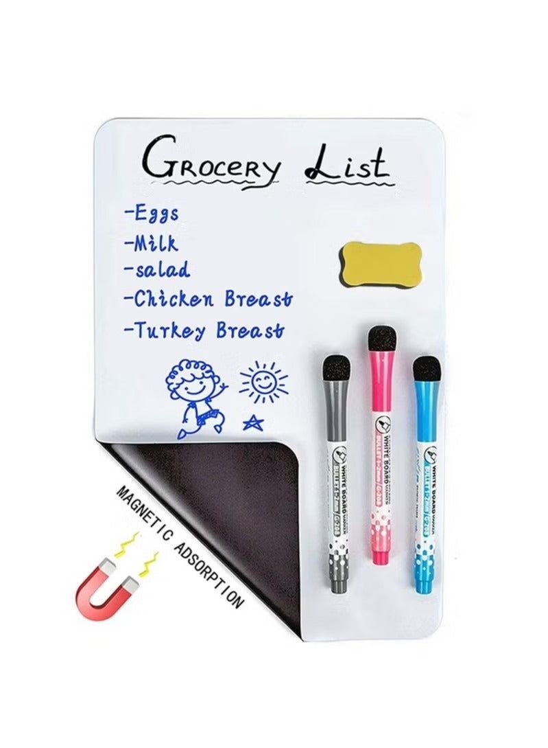 Whiteboard Magnetic Dry Erase Board Self Adhesive with 3 Pens and 1 Board Eraser，for Any Smooth Surface with New Stain Resistant Technology,Home Kitchen Fridge Shopping List and Office Notice Board - Image 1