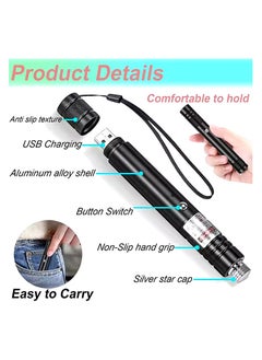 تي دبليو إي جي جي أو أن مؤشر ليزر أخضر، ضوء ليزر طويل المدى قابل لإعادة الشحن عبر USB للعروض التقديمية والتخييم والمشي لمسافات طويلة واللعب مع الحيوانات الأليفة  - Image 3