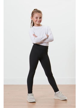 Tchibo Kids Girl Solid Pull On Tights, Black  - Image 1