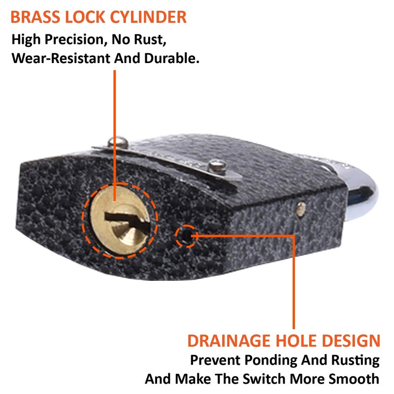 Harden 63mm Padlock Iron Lock Body Brass Lock Cylinder Comes with 3 Keys 622363 - Image 5