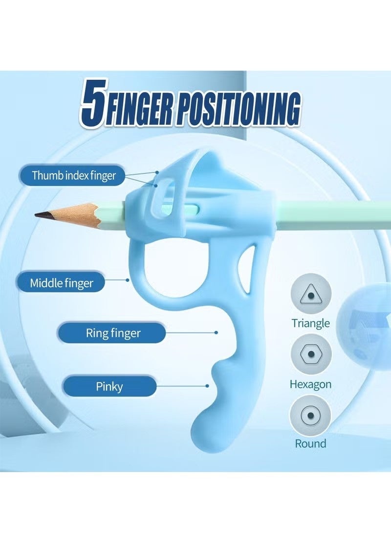 Pencil Grips for Kids Handwriting, 5 Pcs Finger Silicone Pencil Holder for Kids Handwriting Aid Tools, Comfortable Pencil Grippers for Beginners Posture Correction Training Writing - Image 3