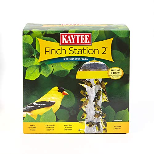 Kaytee Wild Bird Finch Station 2 Soft Mesh Sock Feeder, Includes, Yellow, 4 Socks - Image 1