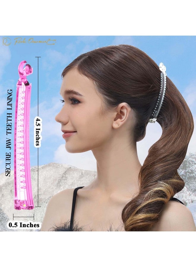 RC ROCHE ORNAMENT 6 Pcs Womens Thin Banana Ponytail Maker Holder Cute Secure Grip Hair No Slip Girls Ladies Beauty Fashion Accessory Clamp Clasp Clip, Medium Transparent Multicolor - Image 3