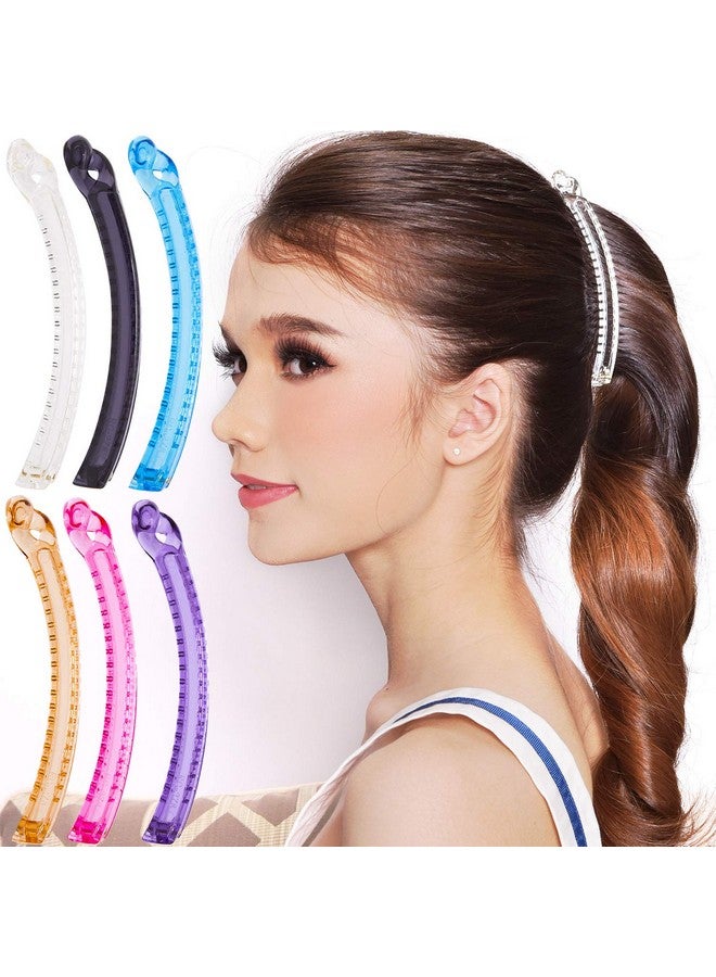 RC ROCHE ORNAMENT 6 Pcs Womens Thin Banana Ponytail Maker Holder Cute Secure Grip Hair No Slip Girls Ladies Beauty Fashion Accessory Clamp Clasp Clip, Medium Transparent Multicolor - Image 1