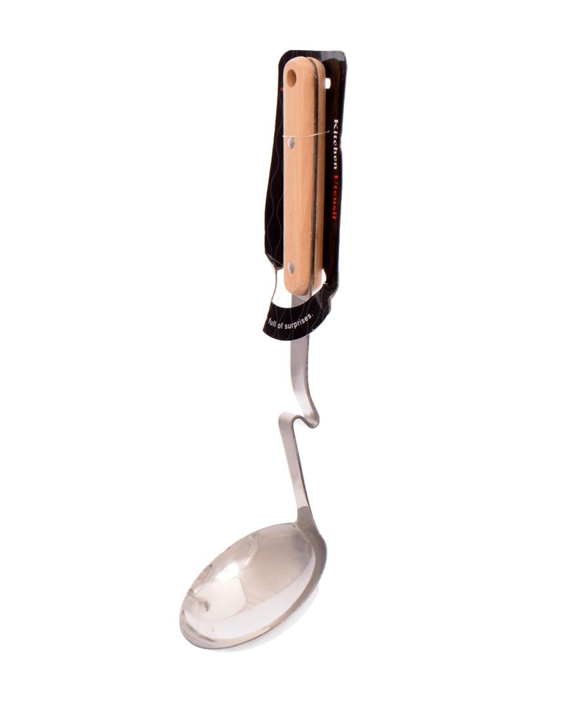 Stainless Steel Serving Ladle with Wooden Handle, Large Deep Spoon, Kitchen Utensil - Image 3