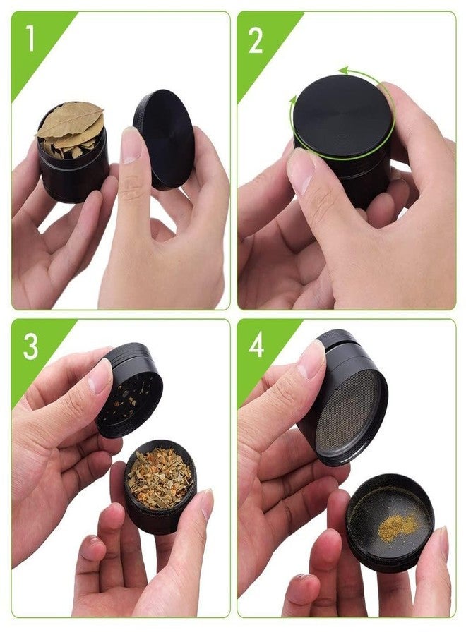 Self Lub Classic Metallic Herb Grinder – 50mm Aluminum Crusher with Razor Sharp Teeth, Magnetic Lid & Pollen Catcher (Herb Crusher) - Image 4