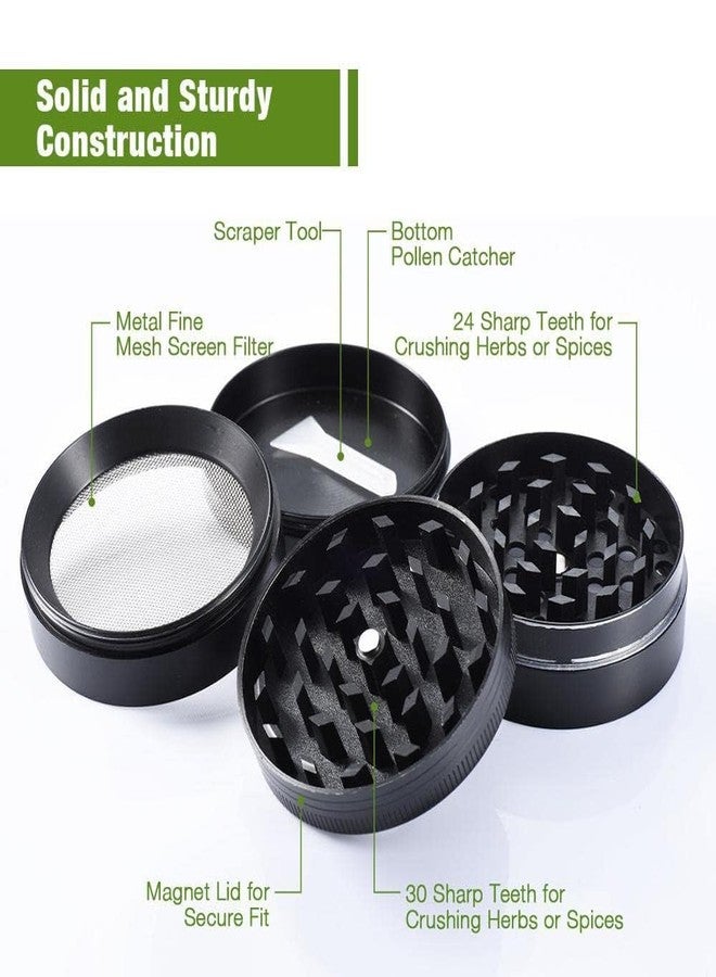 Self Lub Classic Metallic Herb Grinder – 50mm Aluminum Crusher with Razor Sharp Teeth, Magnetic Lid & Pollen Catcher (Herb Crusher) - Image 5