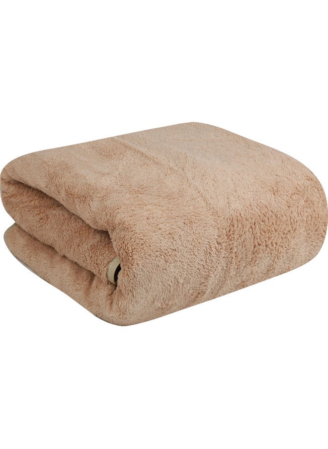 Fezora Microfiber Bath Towel Set - 3 Pieces in Beige & Orange - Image 2