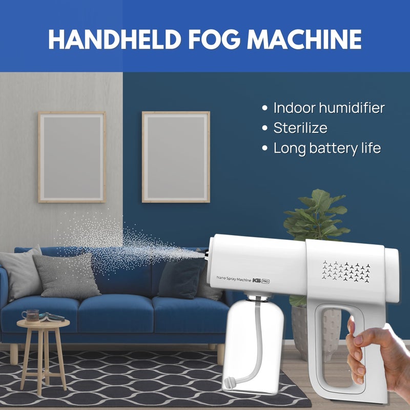 Goodscious Nano Disinfectant Spray Gun - K5 Pro Cordless Fogger Machine - Versatile Barber Spray Bottle, Atomizer Sprayer for Perfume & Indoor Fogger - Sterilizer Gun & Fog Sanitizer Machine for Home (White) - Image 5