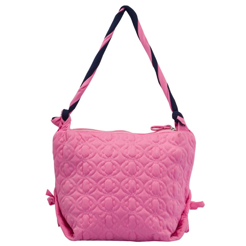 Biggfashion Pink Navy Knitting Handle Bag, Comfortable use, Roomy Interior, Zipped Off, 25 x 21 cm - Image 2