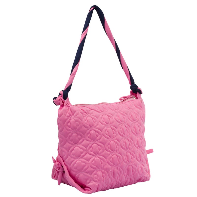Biggfashion Pink Navy Knitting Handle Bag, Comfortable use, Roomy Interior, Zipped Off, 25 x 21 cm - Image 3