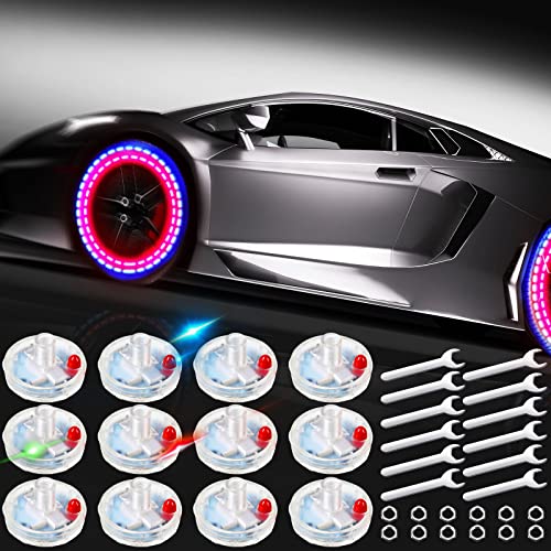 Frienda 12 Pieces Car Tire Lights Wheel Valve Stem Lamp Cap Lights Car Solar Led Tire Lights Solar Energy Flashing Lights for Vehicles Car Motorcycles Bicycles - Image 1