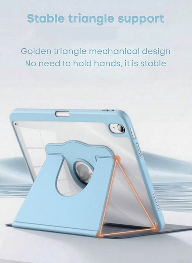 جراب iPad من الجيل الحادي عشر (A16 2025) و جراب iPad 10 مقاس 10.9 بوصة، جراب iPad يدور 360 درجة مع فتحة للقلم / ملحق مغناطيسي مريح / حامل رفيع بخاصية السكون/التنشيط التلقائي / جراب واقٍ شفاف من البولي يوريثان الحراري / مجموعة هدايا بقيمة 35 درهمًا إماراتيًا مع غشاء واقٍ مضاد للتوهج / جراب لوحي من اللباد - أزرق - Image 5