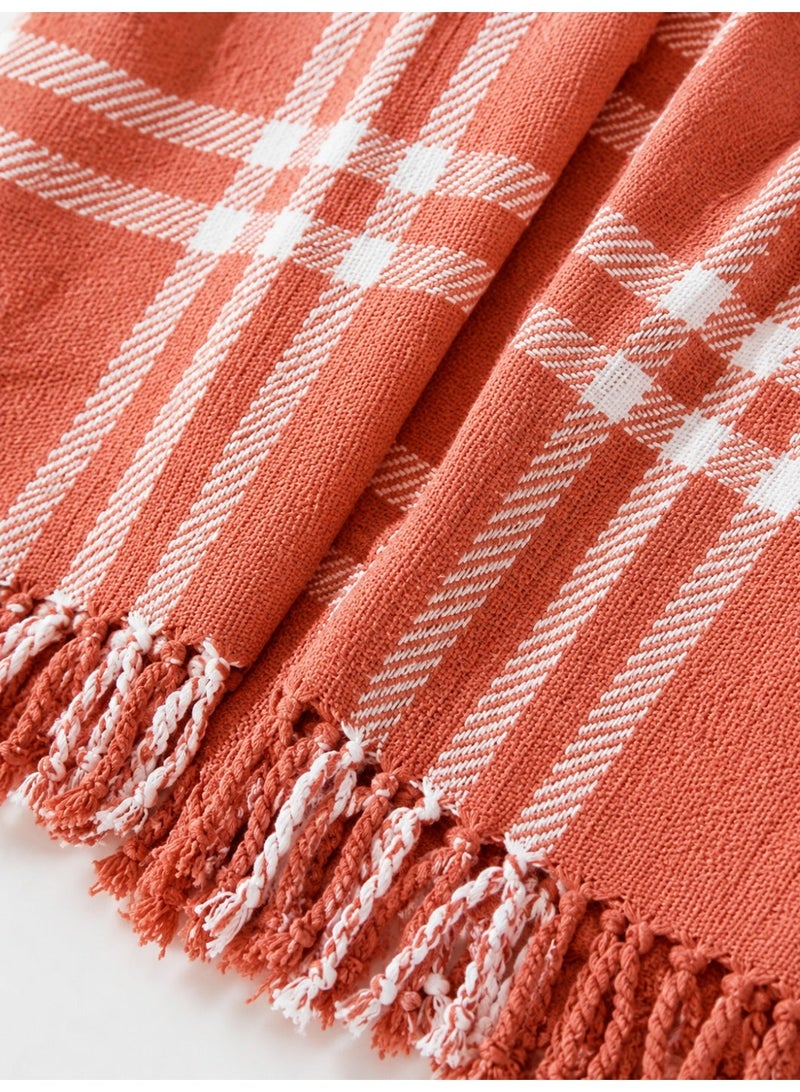 Woven Throw Blanket – 100% Cotton, 127 × 154 cm – Soft Lightweight Textured Blanket with Decorative Tassels for Sofa, Bed & Home Décor - Image 3