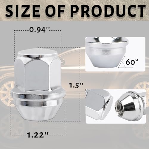 Gdydi 20 Pcs 14x1.5 One-Piece Chrome OEM Factory Style Lug Nuts for Stock Wheels, Replacement for 2015/2016/2017/2018/2019/2020 Mustang Edge MKX MKZ Aviator - Image 2