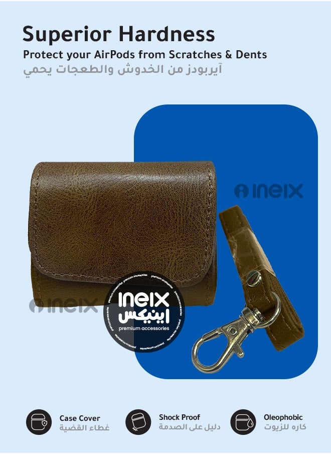 INEIX - Luxury Solid Colour Matte Leather Protective Case Cover for Airpod Pro 4-2024-Dark Brown - Image 1