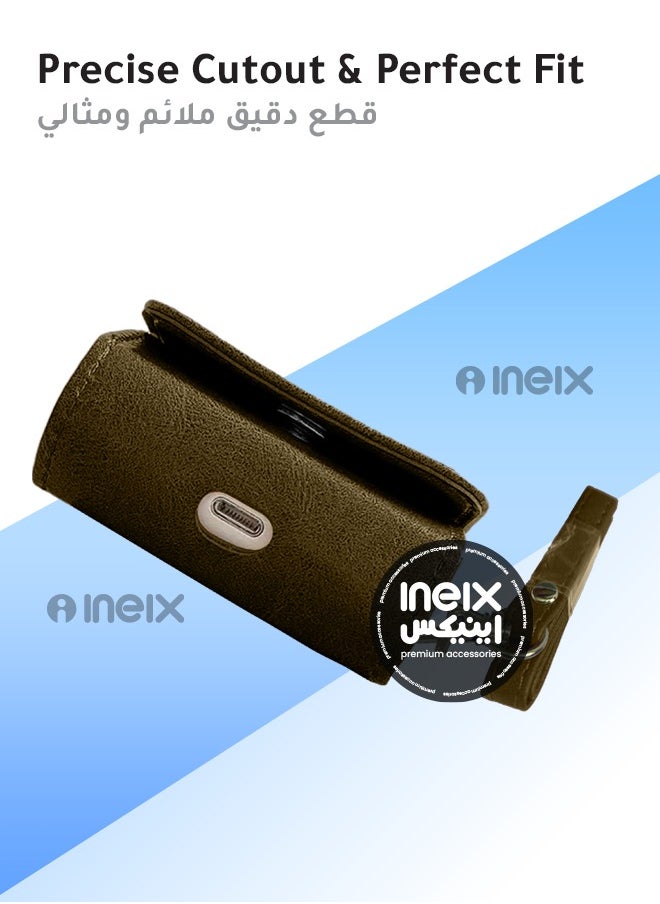 INEIX - Luxury Solid Colour Matte Leather Protective Case Cover for Airpod Pro 4-2024-Dark Brown - Image 1