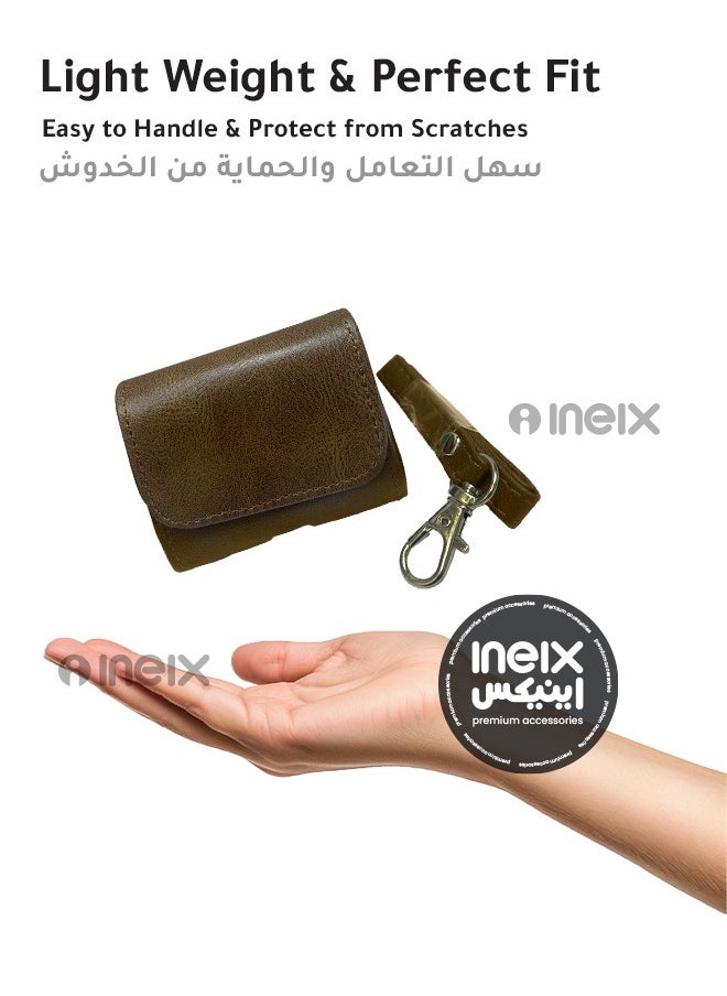 INEIX - Luxury Solid Colour Matte Leather Protective Case Cover for Airpod Pro 4-2024-Dark Brown - Image 1