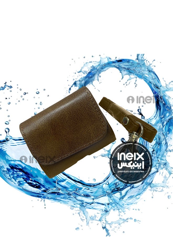 INEIX - Luxury Solid Colour Matte Leather Protective Case Cover for Airpod Pro 4-2024-Dark Brown - Image 1