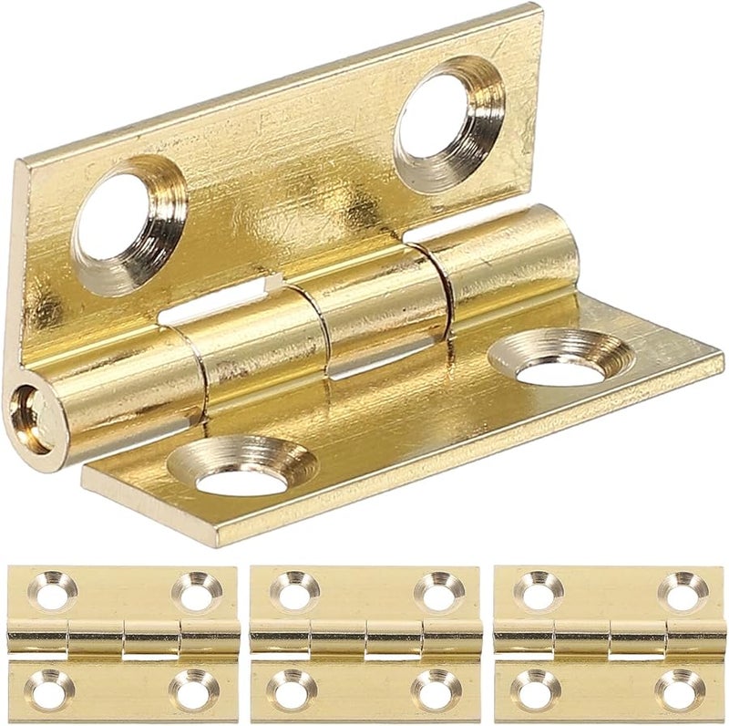 Polished Brass Cabinet Door Hinges 1 Inch Vintage Style 4pcs Set With Screws - Image 1