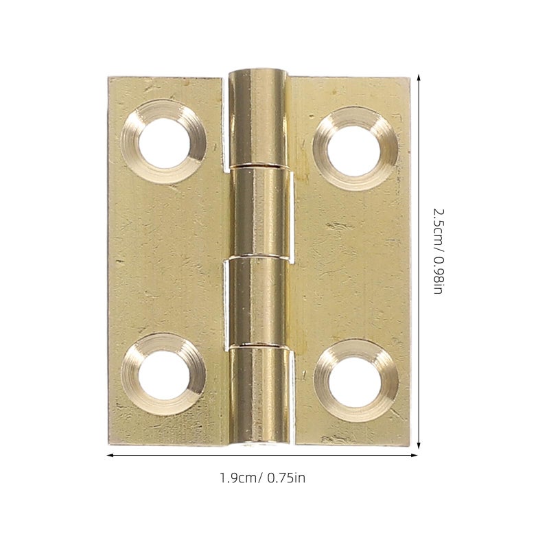 Polished Brass Cabinet Door Hinges 1 Inch Vintage Style 4pcs Set With Screws - Image 3