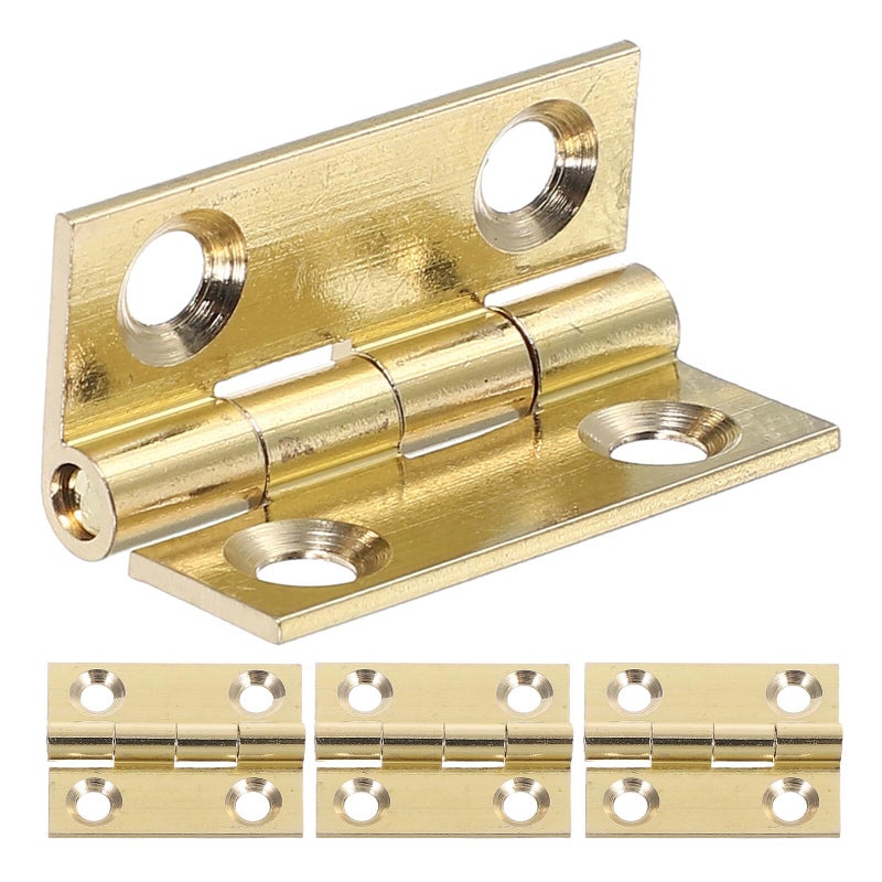 Polished Brass Cabinet Door Hinges 1 Inch Vintage Style 4pcs Set With Screws - Image 2