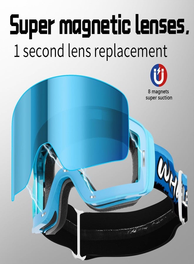 Whale Professional Ski Goggles With A Frameless, Interchangeable Lens Design, Anti-Fog And UV400Protection, Suitable For Both Men And Women(Blue electroplating) - Image 2