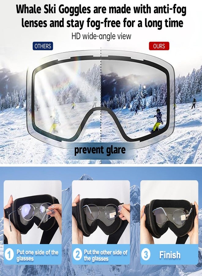 Whale Professional Ski Goggles With A Frameless, Interchangeable Lens Design, Anti-Fog And UV400Protection, Suitable For Both Men And Women(Blue electroplating) - Image 3