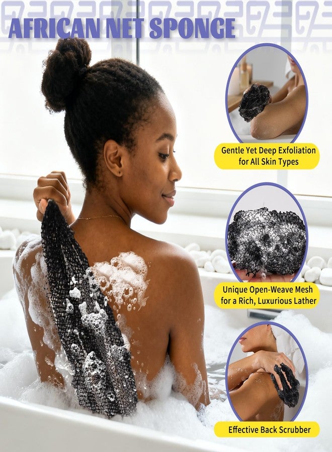 Gerute Authentic African Net Sponge with Knots - 48" Long 2-Pack Exfoliating & Lathering Bath Sponge, Gentle Back Scrubber for All Skin Types, Men & Women - Image 3