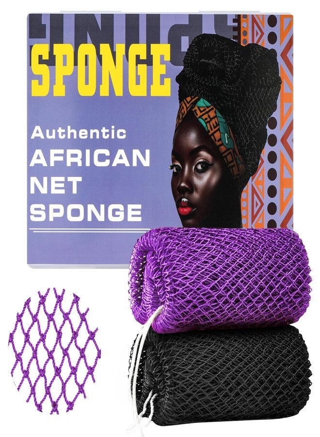 Gerute Authentic African Net Sponge with Knots - 48" Long 2-Pack Exfoliating & Lathering Bath Sponge, Gentle Back Scrubber for All Skin Types, Men & Women - Image 1