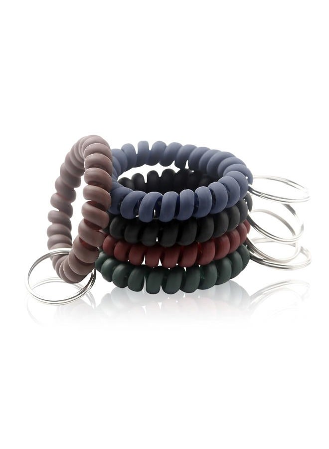 BIHRTC 5 Color Wrist Keychain Plastic Spring Flexible Spiral Wrist Coil Stretchable Wrist band Wristlet Keychain Bracelet Wrist Coil Key Chains Key Holder Key Ring for ID Badge Sauna Outdoor Sport - Image 1