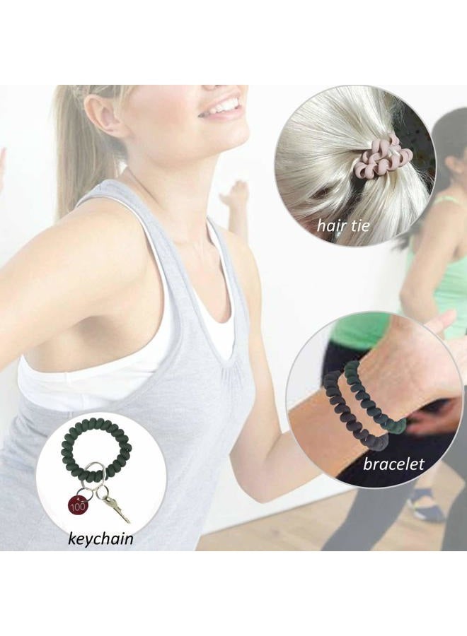 BIHRTC 5 Color Wrist Keychain Plastic Spring Flexible Spiral Wrist Coil Stretchable Wrist band Wristlet Keychain Bracelet Wrist Coil Key Chains Key Holder Key Ring for ID Badge Sauna Outdoor Sport - Image 3