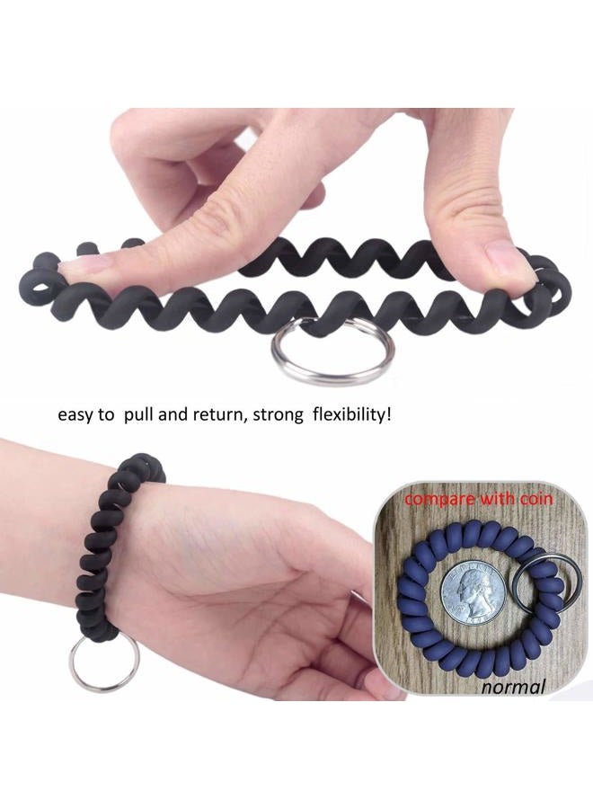 BIHRTC 5 Color Wrist Keychain Plastic Spring Flexible Spiral Wrist Coil Stretchable Wrist band Wristlet Keychain Bracelet Wrist Coil Key Chains Key Holder Key Ring for ID Badge Sauna Outdoor Sport - Image 4