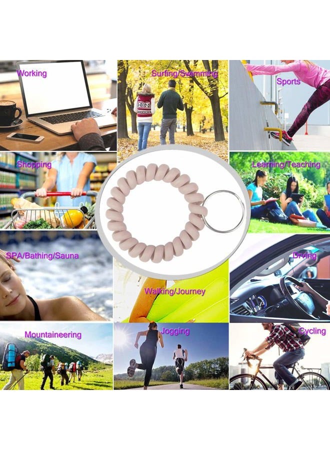 BIHRTC 5 Color Wrist Keychain Plastic Spring Flexible Spiral Wrist Coil Stretchable Wrist band Wristlet Keychain Bracelet Wrist Coil Key Chains Key Holder Key Ring for ID Badge Sauna Outdoor Sport - Image 5