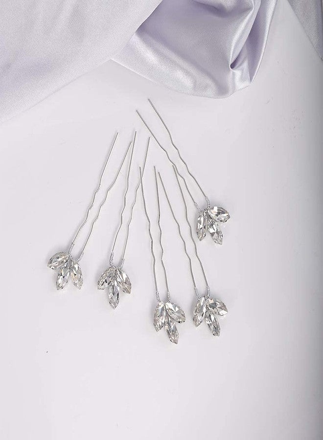 YERTTER Wedding Hair Pins Set of 5 Hair Pins Rhinestones Bridal Clip Accessories for Bride and Bridesmaids (Silver Clear) - Image 4