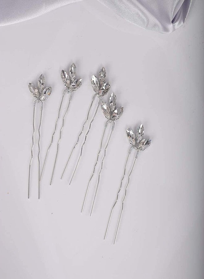 YERTTER Wedding Hair Pins Set of 5 Hair Pins Rhinestones Bridal Clip Accessories for Bride and Bridesmaids (Silver Clear) - Image 1