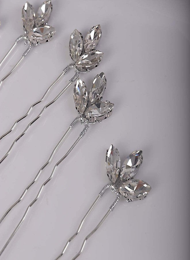 YERTTER Wedding Hair Pins Set of 5 Hair Pins Rhinestones Bridal Clip Accessories for Bride and Bridesmaids (Silver Clear) - Image 3