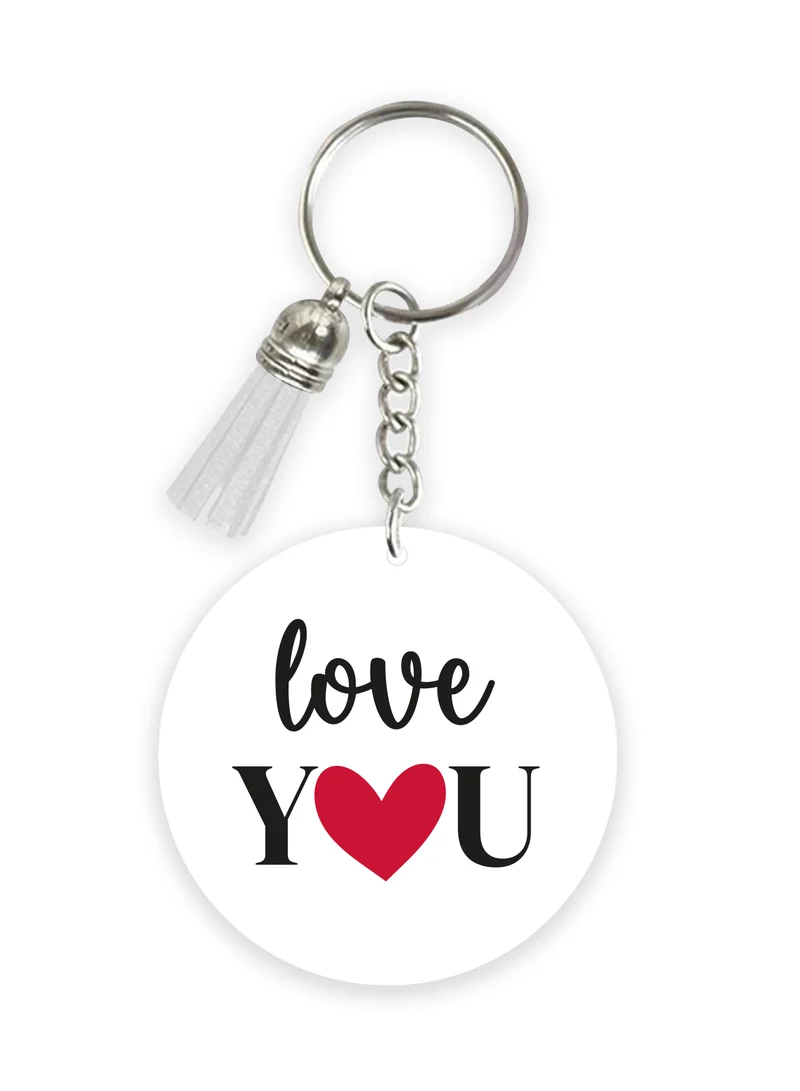 Share the Love "Love You" White Round Key Ring – Elegant and Practical Valentine’s Gift with Stylish Tassels