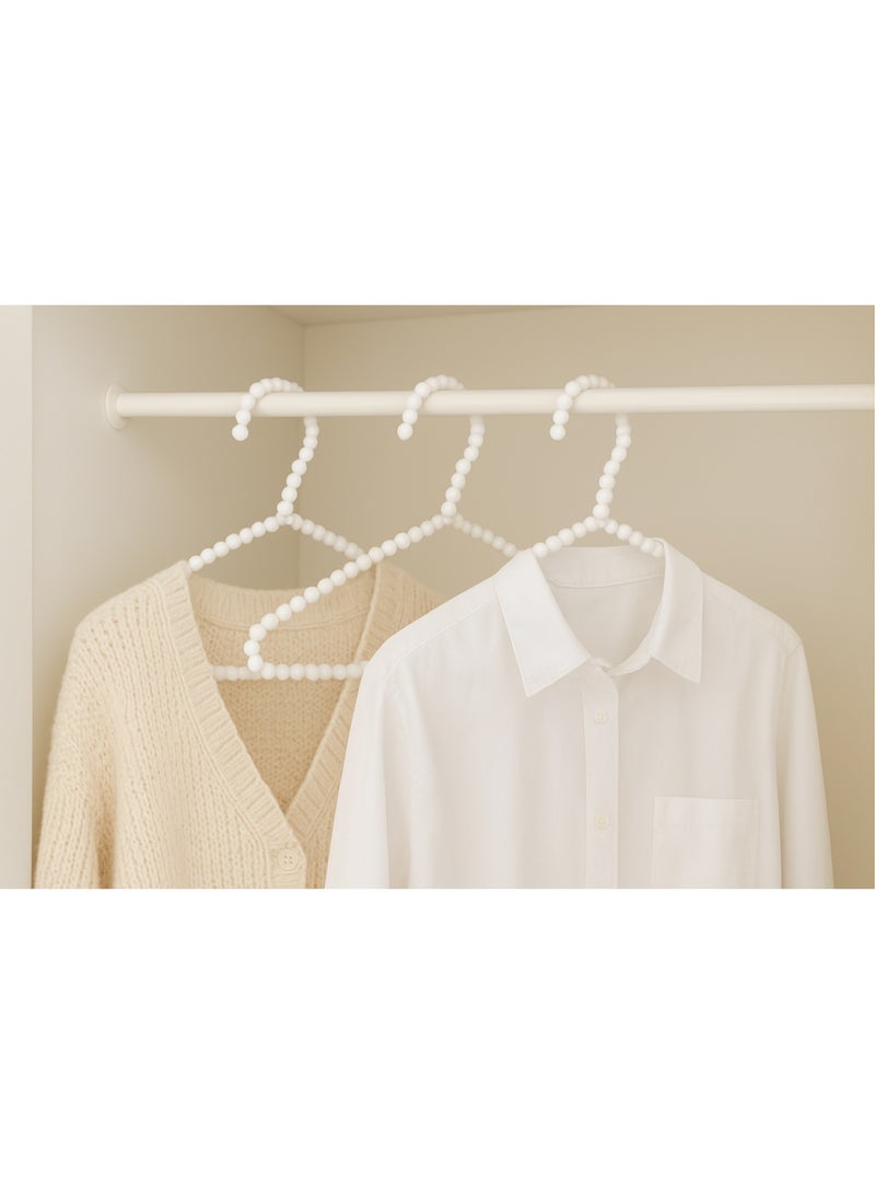 Plastic Beaded Clothes Hanger - White - 3 Pieces - Image 1