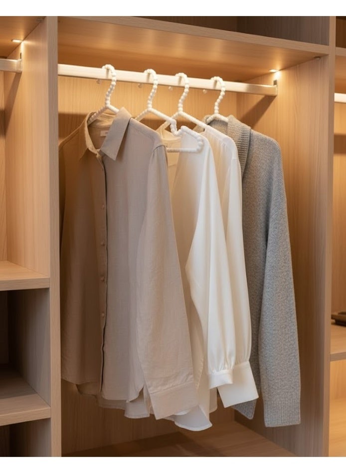 علاقة ملابس بلاستيكية على شكل خرز –لون ابيض -3 قطع - Image 5