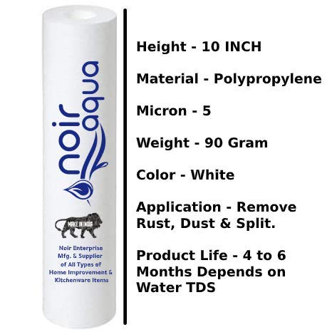 Noir Aqua - PP Spun Filter for All Type RO Water Purifiers (3 Piece, White, 10 Inch, 5 Micron, 90 Gram) | RO Spun Filter Cartridge Sponge Replacement Water Filter Candle - Image 2