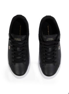 TOMMY HILFIGER Women's Icon Court Trainers - Leather, Black  - Image 4