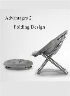 Reelyo Grey Folding Reclining Lounge Recliner Lazy Sofa Modern Upholstered Chair Portable Lounge Chair Widened Seat Design Balcony Bedroom Chair Leisure Chair For Meditation Reading Tv Watching Gaming  - Image 4